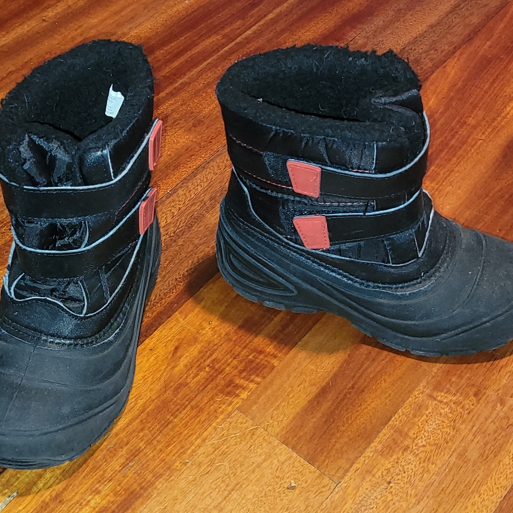 Kids Black and Red Winter Boots